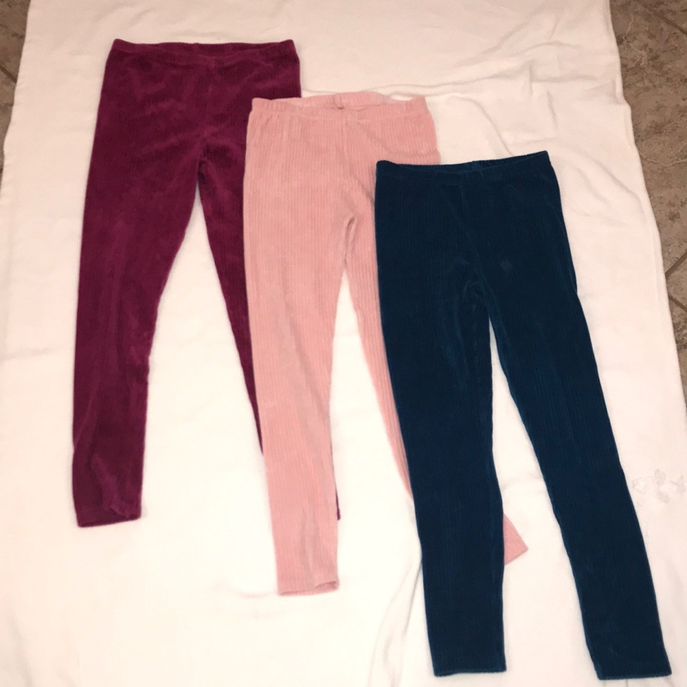 True Craft 3 Pack of Ribbed Velour Leggings Girls Size Xal